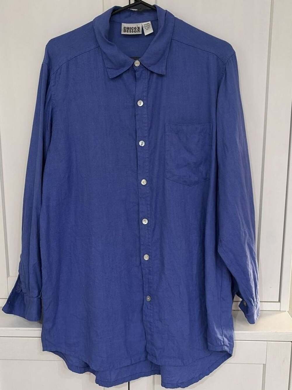 Chico's Design 100% Linen Long Sleeve Button-Up Shirt Size 2